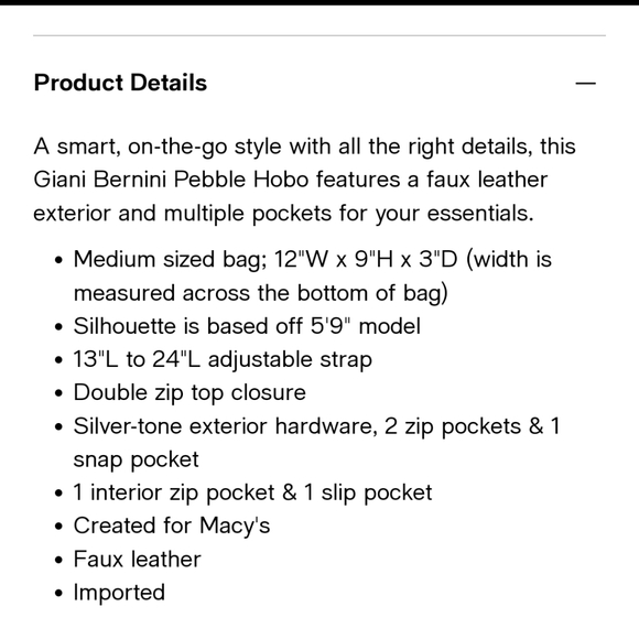 NWOT GIANI BERNINI PEBBLE HOBO BAG - Picture 8 of 8